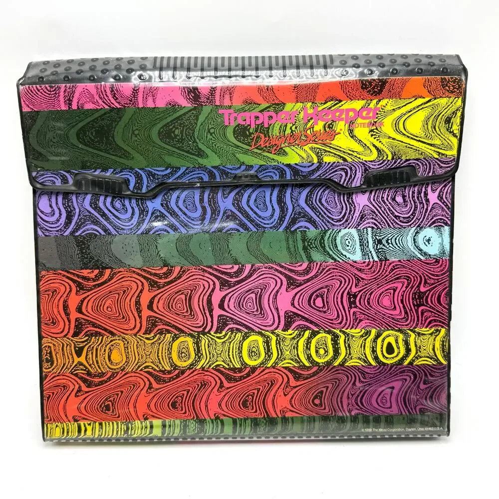Trapper Keeper Designer Series 3 Ring Binder Multicolor Stripes Vintage 1989